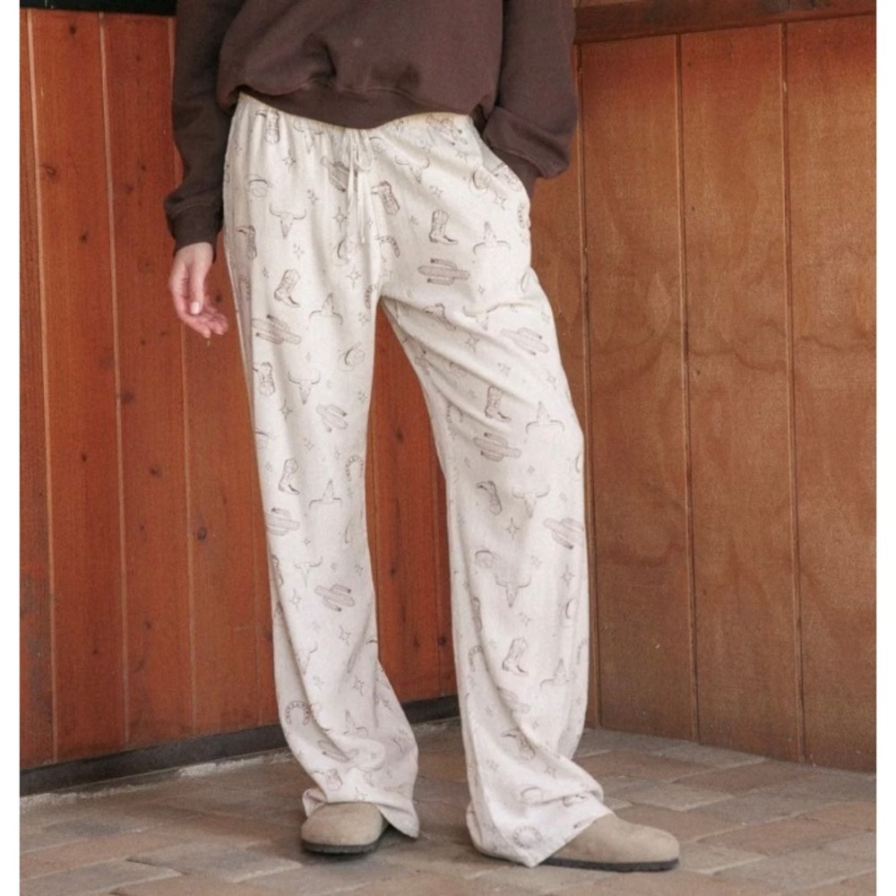 Cali 1850 NEW Linen Blend Western Beach Pantβ Womens Large Beige Rayon Relaxed
